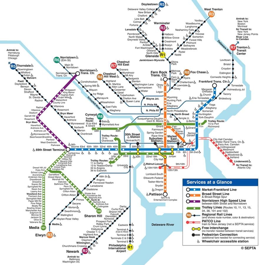kat jeyografik nan Philadelphia anba tè