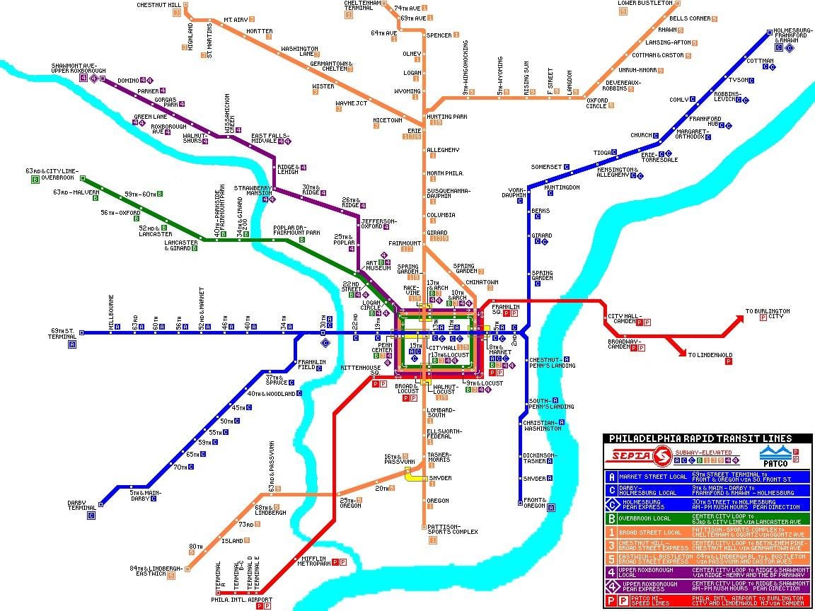 Philadelphia mas sistèm transpò piblik kat jeyografik