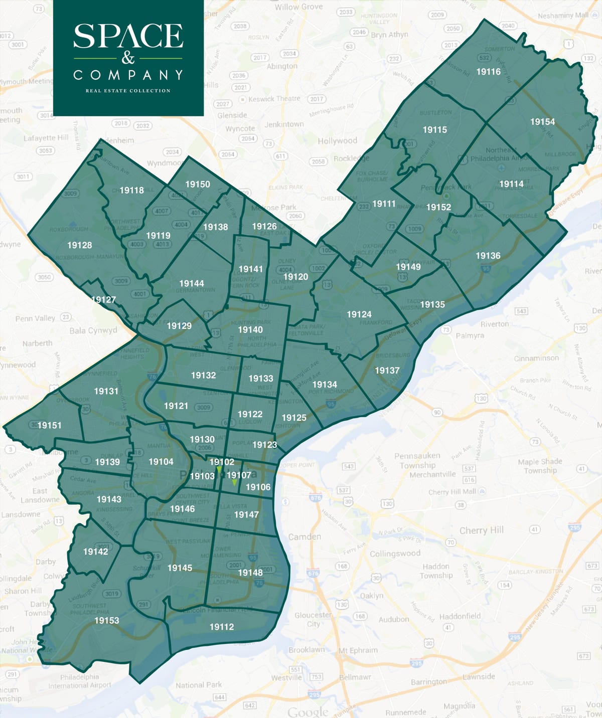 kòd postal Philadelphia kat jeyografik