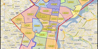 Kat jeyografik nan pi gwo zòn nan Philadelphia
